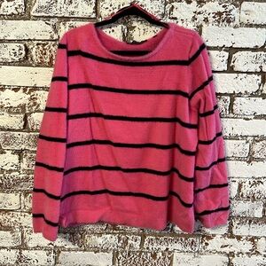Fuzzy Pink Stripped Sweater
